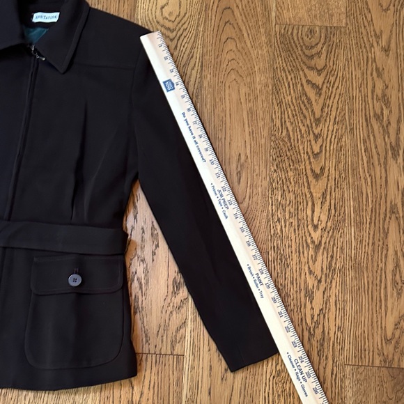 Vintage Ann Taylor Chocolate Belted Wool Jacket Size 2 - Picture 9 of 11